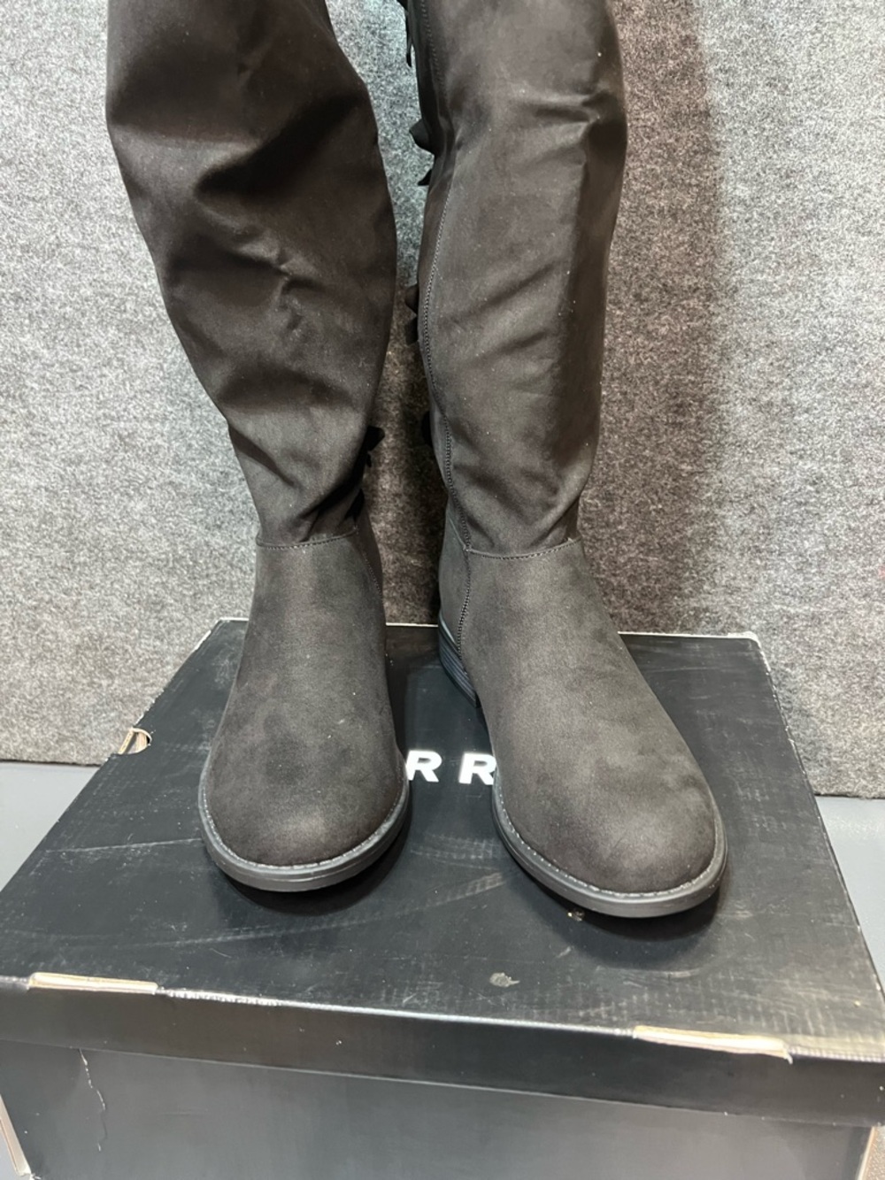 Torrid Bow Back OTK Boot - Faux Suede Black Size 9.5 WW - Picture 3 of 11